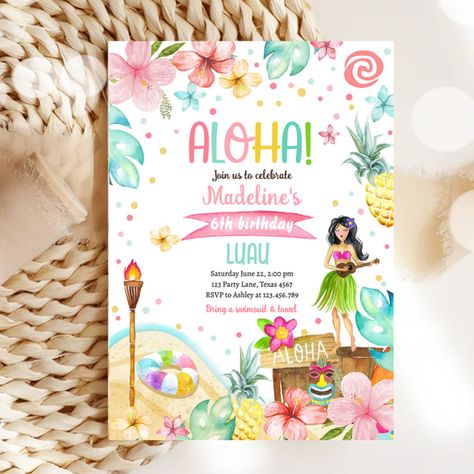 Beach Party Birthday, Luau Party Invitations, Luau Invitations, Tropical Birthday Party, Tropical Invitations, Pool Beach Party, Beach Birthday Party, Luau Birthday Party, Tropical Birthday