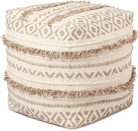 Amazon.com: · REDEARTH · UNSTUFFED Pouf Ottoman Cover Textured Boho Storage Cube Bean Bag Poof Pouffe Farmhouse Footrest for Living Room, Bedroom, Nursery; 100% Cotton (20"X20"X20"; Taupe Natural) : Home & Kitchen Boho Storage, Farmhouse Accent Chair, Bean Bag Ottoman, Pouffe Ottoman, Boho Texture, Storage Cube, Small Cushions, Square Pouf, Sweet Jojo Designs