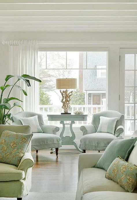 Cozy beach cottage chairs by Lee Industries Coastal Living Rooms, Coastal Interiors, Design Del Prodotto, White Furniture, A Living Room, Coastal Living, Interior Paint, Home Fashion, Decoration Design