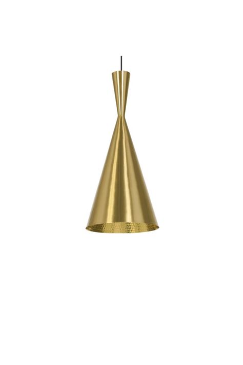 Tom Dixon's Beat Tall LED pendant is a member of the sculptural lighting collection inspired by traditional Indian water vessels. Handcrafted of solid brass by local artisans in Northern India, the elegant pendants have a smooth exterior in black, white or brass and their interior is defined by golden sheen and a unique hammering pattern. Hang a single Beat light above your dining table or in the living room or create an eye-catching cluster of several various pendants. The lighting features an… Tom Dixon Beat, Sculptural Lighting, Tom Dixon, Elegant Pendant, Local Artisans, Traditional Indian, Brushed Brass, Lighting Collections, Solid Brass