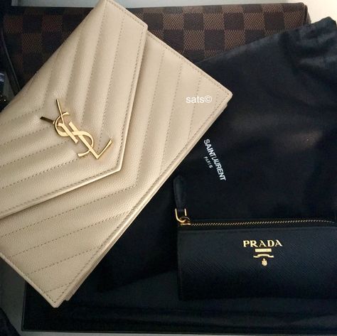 YSL Saint Laurent Nude/Powder wallet on chain WOC bag and Prada key holder pouch Ysl Woc Beige, Ysl Wallet On Chain Outfit, Wallet On Chain Outfit, Ysl Woc, La Girl Aesthetic, Beige Bags, Ysl Wallet On Chain, Luxury Wishlist, Chain Outfit