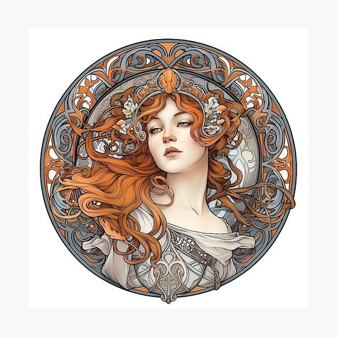 Get my art printed on awesome products. Support me at Redbubble #RBandME: https://www.redbubble.com/i/photographic-print/Jugendstil-Auburn-Autumn-by-Tirsot/160516516.6Q0TX?asc=u Girls Illustration, Beautiful Drawings, Auburn, Art Boards, Watercolor Art, Photographic Print, Photo Printing, Art Nouveau, My Art