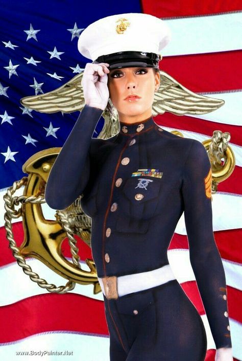 Ada♡Angell♡Anderson Female Body Paintings, Color Posters, Female Marines, Pin Up Outfits, Military Girl, United States Military, United States Marine Corps, Us Marine, Girls Uniforms