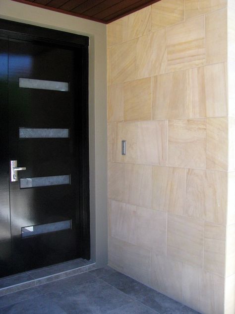 Marble Facade, Entrance Steps, Sandstone Cladding, Cladding Tiles, Wall Cladding Tiles, Natural Stone Cladding, Tiles Designs, Front Facade, Sandstone Wall