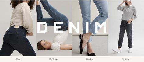 Everlane denim category banner Jeans Banner Design, Category Banner Design, Fashion Banner Design Layout, Clothing Banner Design, Fashion Banner Design Ideas, Denim Banner, Fashion Banner Design, Jeans Website, Denim Photography