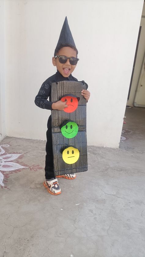 Traffic signal idea for kids to Fancy dress show For Play school.. Kids Fancy Dress Ideas Schools, Traffic Signal Craft For Kids, Competitions For Kids, Fancy Dress Competition, Traffic Signal, Play School, Fancy Dress For Kids, Show And Tell, Fancy Dress