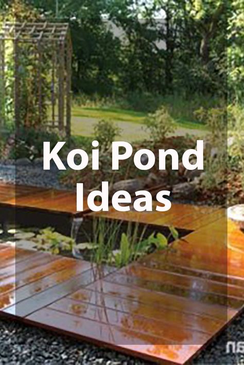 Deck With Pond Ideas, Rectangular Koi Pond Ideas, Small Koi Pond Ideas Patio, Koi Pond Fountain Ideas, Front Yard Koi Pond, Stock Tank Koi Pond Ideas, Coy Ponds Backyard, Koi Pond With Bridge, Koi Pond Decorating Ideas