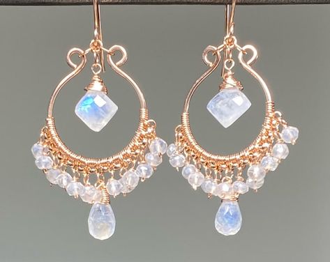 Updates from DoolittleJewelry on Etsy Rose Gold Boho, Stone Hoop Earrings, Boho Hoop Earrings, Gemstone Hoop Earrings, Statement Hoop Earrings, Earrings Rose Gold, Rose Gold Crystal, Crystal Hoop Earrings, Bohemian Earrings