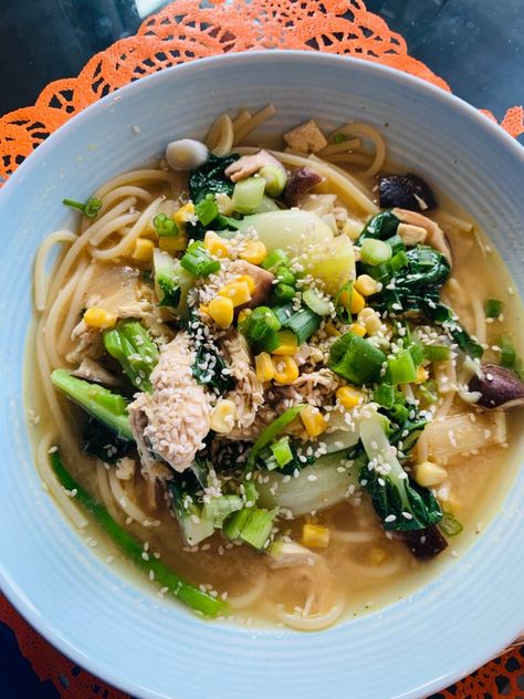 Miso Ramen with Shitake and Tofu Miso Ramen Recipe, Japanese Noodle Bowl, Soba Noodles Soup, Shitake Mushrooms, Marinated Cucumbers, Miso Ramen, Ramen Recipe, Red Miso, Miso Dressing