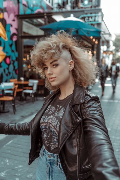 Transform your style with this eye-catching Mohawk that showcases gorgeous curly hairstyles. Perfect for any season, this medium-length curly Mohawk features an effortless vibe that’s both cute and edgy. Pair it with braids for added flair or rock it with a slick-back finish. Get inspired and make a statement with this unique look! #curlyhairstyles #Mohawk #curlyhairstyles Curly Mohawk, Shaved Side, Shaved Side Hairstyles, Side Hairstyles, Curly Hairstyles, Medium Length, Get Inspired, Curly Hair Styles, Braids