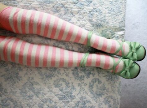 . Seafoam Shoes, Pink Stockings, Lovely Greens, Funky Tights, Mint Shoes, Teal Heels, Pink Board, Pink Tights, Striped Stockings