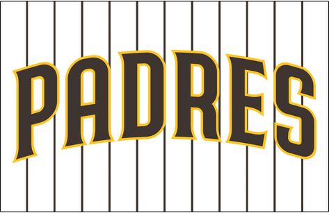 San Diego Padres Jersey Logo (2020-Pres) - PADRES arched in brown trimmed in gold, worn on a white jersey with brown pinstripes as the Padres home uniform beginning in 2020 San Diego Padres Logo, Padres Logo, San Diego Padres Baseball, Sports Vector, Sports Ideas, Mlb Wallpaper, Padres Baseball, Mlb Jersey, Baseball Logo