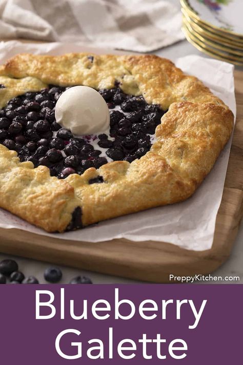 This easy to make and delicious blueberry galette from Preppy Kitchen is full of fresh berries cradled in a crisp butter crust. It's like the pizza version of pie! #blueberrygalette #bestgalette #bestblueberrydessert Traditional Easter Desserts, Blueberry Galette, Butter Crust, Fall Baking Recipes, Easy Gluten Free Desserts, Galette Recipe, Preppy Kitchen, Blueberry Desserts, Easy Blueberry