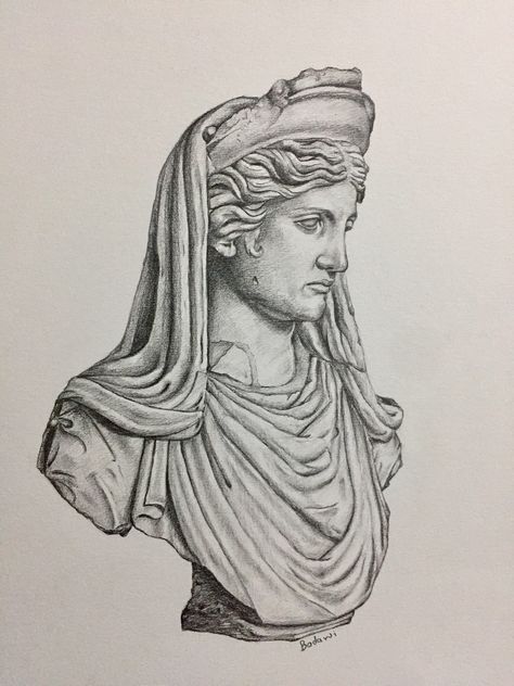 Heykel Greek Sketches Easy, Greek Statue Art Drawing, Greek Statues Drawing, Greek Sculpture Sketch, Statue Art Drawing, Roman Art Drawing, Greek Mythology Sketches, Greek Art Drawing, Sculpture Drawing Sketch