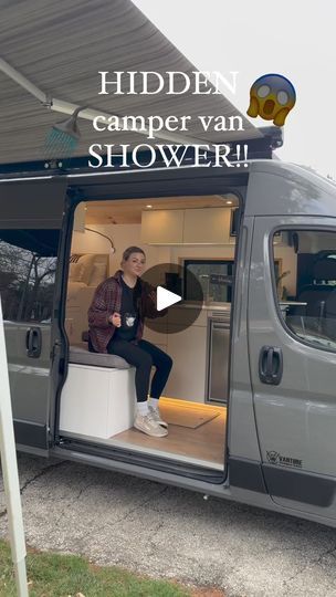 207K views · 2.4K reactions | Who knew a van could have such a cool secret? Hidden shower vibes are everything! 🚿 Credits to @vanture.customs  More tiny house inspiration via the link in the comments! | Tiny House | Jungle · Back On 74 Van Shower Door, Van Shower Back Door, Van Life Shower Outside, Van Conversion With Shower, Hidden Shower In Van, Hidden Shower, Who Knows, Tiny House Inspiration, Travel Van