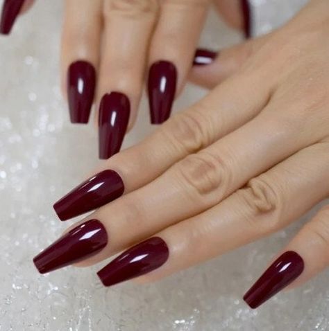 Attention-getting, perfect glue on or press on nails! Fun for a special event or for every day wear. Quick and easy to apply. A total of 24 nails in a variety of sizes to fit all nail sizes. Get the look of a salon manicure without the cost with our beautiful DIY nails! Color: Dark Burgundy Length: Long Shape: Ballerina/Coffin Sheen: Shiny Good for Wider Nail Beds: Yes Good for Longer Nail Beds: Yes Quantity: 24 Includes: 24 Nails, Glue Tube, Mini Nail File, 24 Press On Adhesive Strips (instead Dark Red Acrylic, Tapered Coffin, Maroon Nails, Long Press On Nails, Manicure Tips, Nail Type, Fake Nails With Glue, Coffin Nails Long, Nail Length