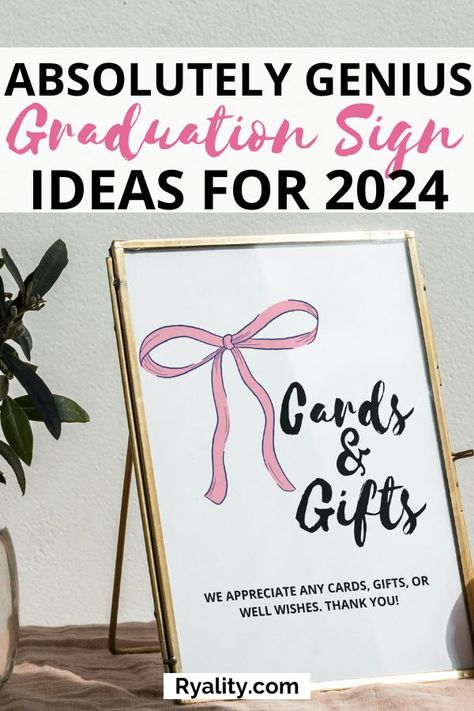 Omgggg I'm planning a pink graduation party and the graduation party sign for pink grad party ideas on this list is sooo cute Graduation Sign Ideas, Grad Party Signs, Cute Grad Party, Pink Grad Party, Coquette Graduation, Signs For Party, Grad Party Centerpieces, Grad Party Food, Pink Graduation Party