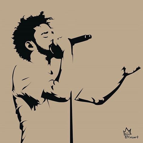 By @cesar_does_it  J Cole J Cole Art Drawing, J Cole Silhouette, J Cole Album Cover Painting, J Cole Sketch, J Cole Black And White, Jcole Art, J Cole Painting, J Cole Drawing, J Cole Poster