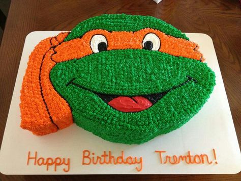 . Ninja Turtle Birthday Theme, Ninja Turtle Birthday Cake, Turtle Birthday Cake, Tmnt Cake, Mutant Ninja Turtles Party, Turtle Birthday Parties, Tmnt Birthday, Ninja Turtles Birthday Party, Tmnt Party