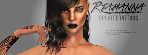 Sims 4 CC's - The Best: Rihanna Updated Tattoos by Overkillsimmer Rhianna Tattoos, Rihanna Tattoo, Sims 4 Tattoos, Sims 4 Blog, Free Sims 4, My Sims, Nordic Tattoo, Sims 4 Game, Celebrity Tattoos