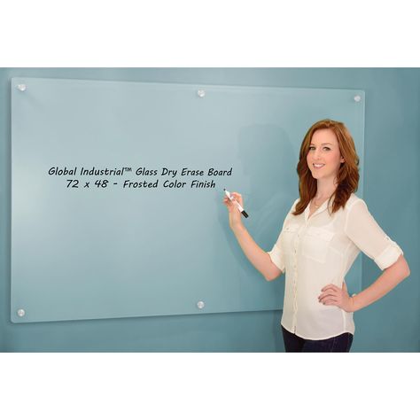 Whiteboards & Bulletin Boards | Whiteboards | Frosted Glass Dry Erase Board - 72 x 48 | 695467 - GlobalIndustrial.com Glass White Board, Dry Erase Board Wall, Glass Dry Erase Board, Whiteboard Calendar, Drywall Installation, Marker Board, Office Remodel, Glass Board, Wayfinding Signage