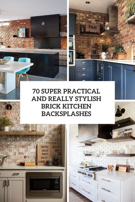 You searched for - DigsDigs Kitchen Cabinet Color Ideas With Brick Backsplash, Navy Island Brick Backsplash, Brick Style Backsplash Kitchen, Natural Wood Kitchen Cabinets With Brick Backsplash, Vintage Brick Backsplash Kitchen, Brick Backsplash Kitchen Dark Cabinets, Kitchen Cabinets With Brick Backsplash, Brick Island Kitchen, Brick Kitchen Backsplash Ideas