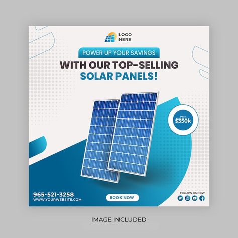 Solar Panel Social Media Post, Solar Energy Design, Solar Design, Social Media Post Template, Post Templates, Solar Panel, Solar Energy, Media Post, Solar Panels