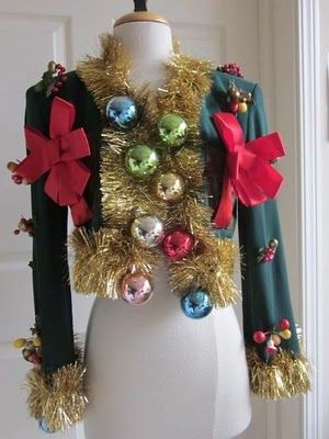 If I ever have to go to a "tacky christmas party" I totally know what Im going in! Ugly Christmas Sweater Outfit, Tacky Christmas Party, 1990s Christmas, Christmas Sweater Outfits, Diy Christmas Sweater, Ugly Christmas Sweater Contest, Ugly Sweater Diy, Diy Ugly Christmas Sweater, Tacky Christmas Sweater