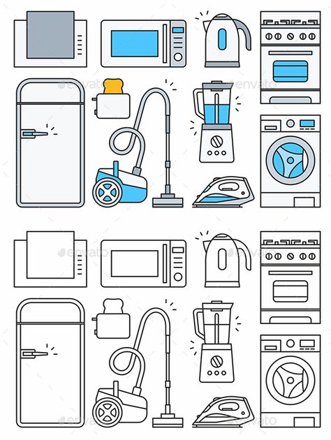 Home Appliances Illustration, Konversi Satuan, Tabel Periodik, Felt Doll House, Line Illustrations, Magazine Layout Inspiration, Felt Animal Patterns, Planner Icons, Bullet Planner