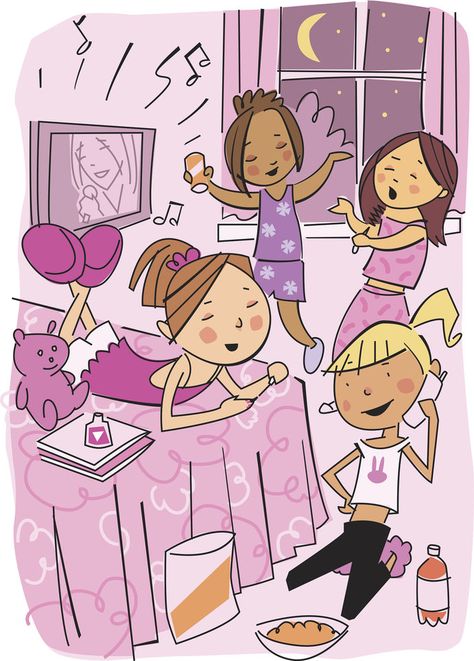 Slumber Party Drawing, Girls Slumber Party, Movie Night Birthday Party, Pijama Party, Friends House, Sleep Over, Best Sleep, Slumber Party, House Drawing