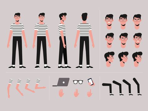 Cartoon boy character template by Jonathan Larenas on Dribbble Cartoon Boy Character, Vector Character Design, Flat Design Icons, Animation Character, Character Template, Seni Dan Kraf, Cartoon People, Cartoon Boy, Boy Character