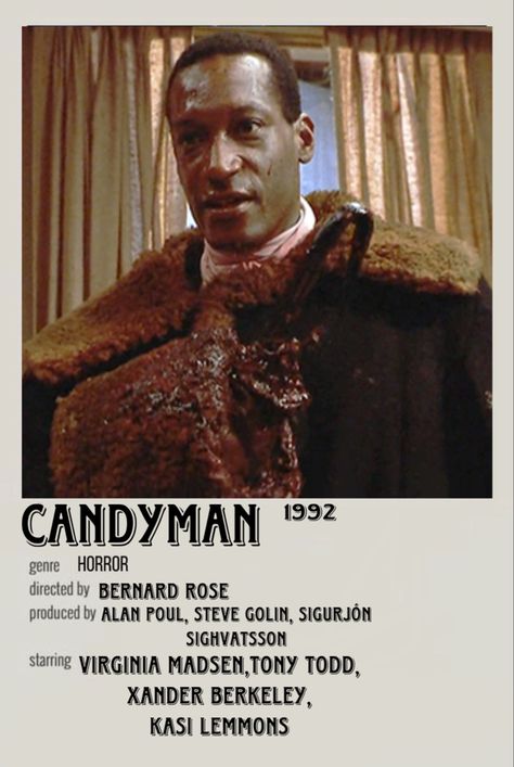 Candyman 1992 polaroid minimalist movie poster Candyman 1992 Fanart, Candy Man Movie Poster, Horror Minimalist Poster, Minimalist Movie Posters Horror, Candy Man Horror, Horror Movie Minimalist Poster, Polaroid Movie Poster Horror, Horror Movie Polaroid Poster, Candyman Movie