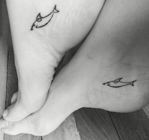 Matching Shark tattoos Cute Matching Shark Tattoos, Shark Couple Tattoos, Shark Matching Tattoo, Tiny Shark Tattoo Simple, Shark Family Tattoo, Matching Shark Tattoos, Shark Fin Tattoo Simple, Small Shark Tattoo, Beachy Tattoos