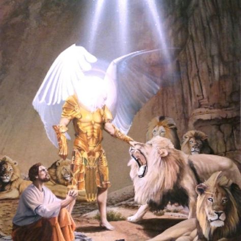 When you put your trust and belief in the true living God, He will not allow hurt to come upon you and will shut the mouth of the lions that surround you. Destroyed Castle, Daniel In The Lion's Den, Lions Den, Our Father Who Art In Heaven, Bible Images, Bible Illustrations, Bible History, Bible Pictures, Prophetic Art