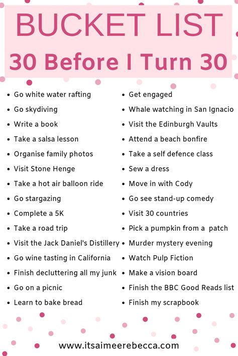 30th Birthday Bucket List, 30 Before 30 List Ideas, Bucket List Ideas For Women In 20s, 30 Before 30 Bucket List, Things To Do Before 30, 30 Things To Do Before 30, 30 Before 30 List, Life Bucket List, 30 Bucket List