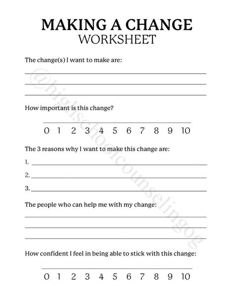 Teach students the stages of change with this handout and worksheet combo! I've included motivational interviewing questions and a worksheet for a student who is thinking about making behavioral change. Motivational Interviewing Techniques Therapy Worksheets, Stages Of Change Activities, Motivational Interviewing Activities, Stages Of Change Worksheet, Motivational Interviewing Worksheets, Motivational Interviewing Questions, Motivation Worksheet, Motivational Therapy, Interviewing Questions