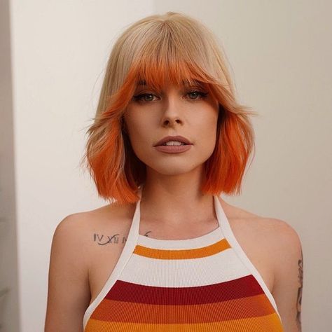 Color Block Hair, Cute Short Haircuts, Orange Hair, Hair Inspo Color, Cool Hair Color, Womens Haircuts, Fall Hair, Summer Hairstyles, Textured Hair