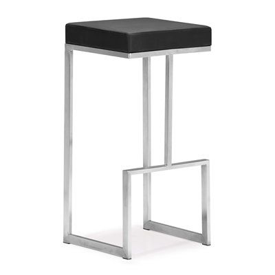 Zuo Modern Bar Stool 3000 Darwen (Set of 2) Stainless Steel Bar Stools, Steel Bar Stools, Contemporary Bar Stools, 30 Bar Stools, Black Bar Stools, Stainless Steel Bar, Coaster Furniture, Bar Area, Modern Bar Stools