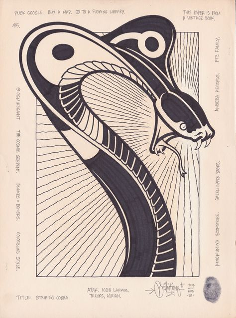 Mike Giant, Kunstjournal Inspiration, American Traditional Tattoo Ideas, Traditional Tattoo Ideas, Visuell Identitet, Esoteric Art, Snake Art, Linocut Art, Graffiti Characters