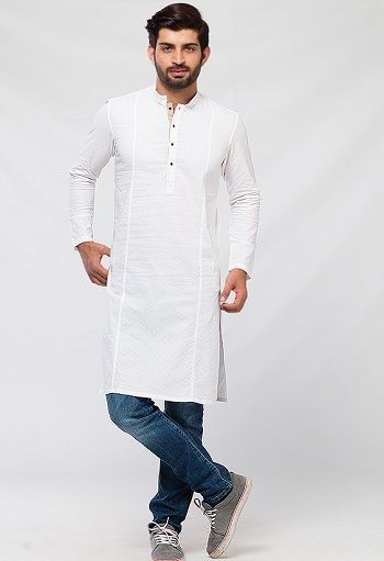 24 Best Men’s Kurta with Jeans Style : 2019 Kurta With Jeans For Men, White Kurta With Jeans, Kurta And Jeans, Kurta With Jeans, Traditional Man, Latest Kurta Designs, Party Wear Kurta, Boys Kurta Design, Kurta Pajama Men