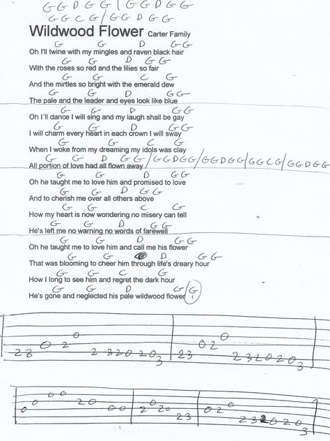 Flower Song Lyrics, Flower Song, Flower Lyrics, Wildwood Flower, Country Music Songs, Ukulele Music, Carter Family, Guitar Chord Chart, Country Song