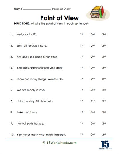 Point Of View Worksheet, Third Person Point Of View, Cursive Handwriting Worksheets, Good Leadership Skills, Preschool Counting, Telling Time Worksheets, Alphabet Worksheets Preschool, Time Worksheets, 1st Grade Math Worksheets