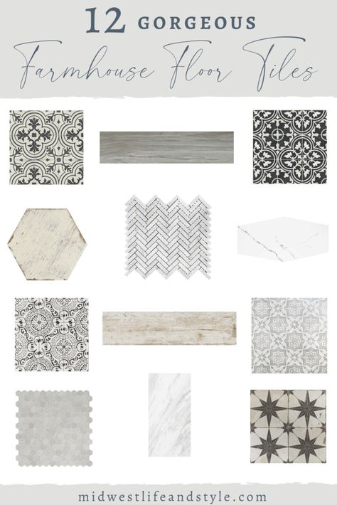 A roundup of 12 of the most gorgeous farmhouse floor tiles Bathroom Floor Tile Farmhouse, Bathroom Tile Farmhouse Style, Farmhouse Style Tile Bathroom, Farmhouse Tiles Bathroom, Wood Tile Floors Bathroom, Printed Bathroom Floor Tile, Farmhouse Porcelain Tile Floor, Master Bath Tile Combinations Farmhouse, Modern Farmhouse Bathroom Floor Tile Ideas