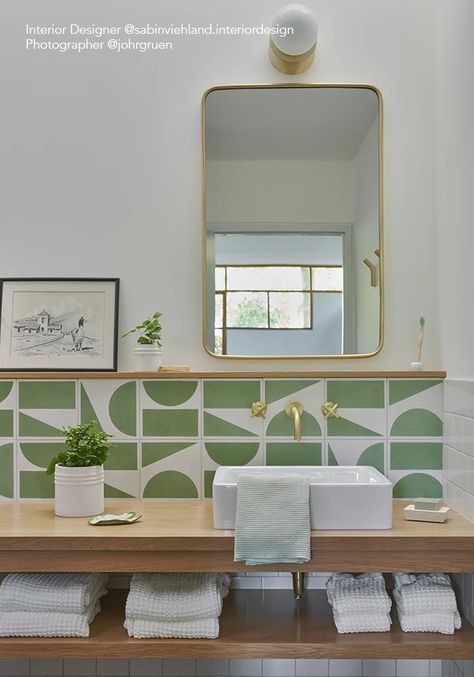 Bathroom Gallery, Bad Inspiration, Natural Pigments, Bathroom Shower Tile, Geometric Tiles, Green Tile, Bathroom Renos, Handmade Tiles, Cement Tile