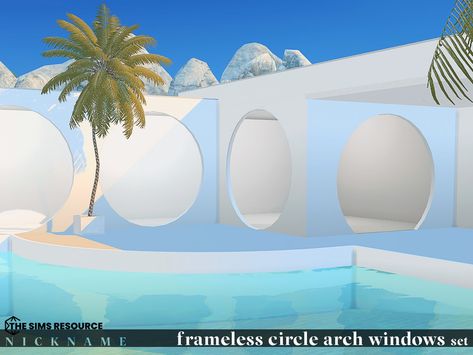 The Sims Resource - circle arch windows set Arch Windows, Fairy Circle, Circle Arch, Industrial Windows, Round Arch, Round Window, Sims 4 Teen, Arched Doors, Sims 4 Cc Furniture