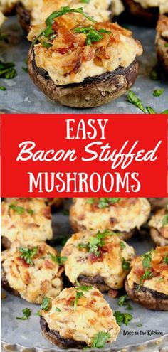 Easy Stuffed Mushroom Recipe, Cream Cheese Smoked, Mushroom Bites, Mushrooms Stuffed, Stuffed Mushrooms Easy, Mushroom Appetizers, Cheese Stuffed Mushrooms, Bacon Appetizers, Easy Bacon