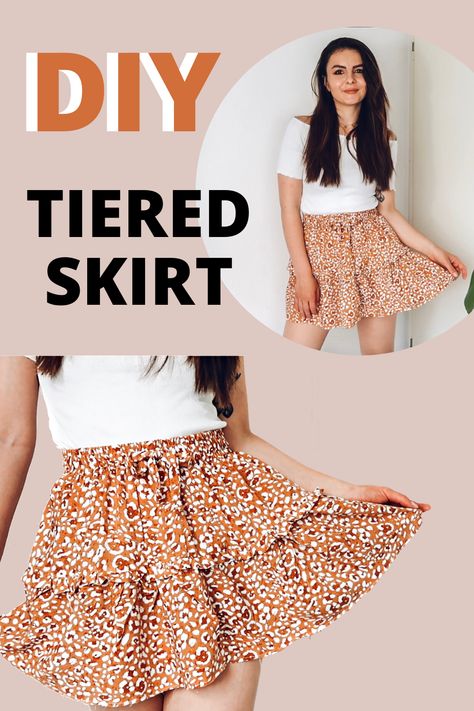 Here's a quick and easy tutorial on how to make a DIY tiered mini skirt from scratch. You don't need a pattern so it's perfect for those of you who are beginners at sewing. I think it is super cute and perfect for those hot summer days that are hopefully coming soon. My skirt has two tieres but you can create more or even create a midi or maxi skirt using this tutorial. The ruffles make for a cute detail. I hope you enjoy! Diy Tiered Skirt Free Pattern, Flowy Skirt Pattern Free, Mini Skirt Tutorial, Short Skirt Patterns Sewing, Mini Skirt Pattern Free, Easy Sewing Skirt, Sew A Skirt, Tiered Skirt Tutorial, Easy Mini Skirt Pattern