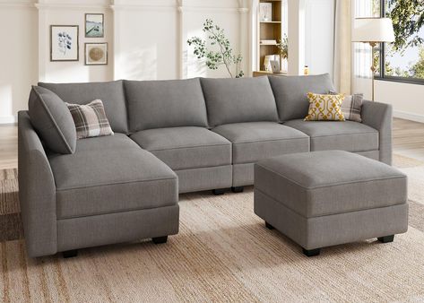 PRICES MAY VARY. Modular Sofa：Versatile modular couch allows for easy rearrangement to suit any space. Storage Seats: Seats with built-in storage keep your living area tidy and organized. Convertible into a Bed: Transforms into a sleeper sectional couch for guests or living room with ease. Free Combination: Mix and match components of the modular sectional couch for a custom layout that fits your style. Easy to Assembly: Lightweight and easy to assemble, making setup and moving a breeze. Introdu Couch With Chaise Small Living Room, Sectional Couch With Ottoman, Couch Storage, L Couch, Couch With Storage, Storage Seat, Couch With Ottoman, Couch With Chaise, Modular Couch