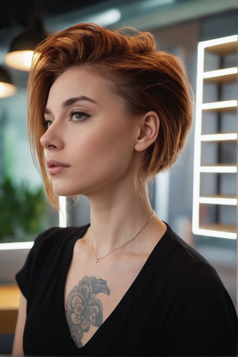 Achieve a youthful and fresh appearance with a bob haircut designed to suit your lifestyle Short Punk Hair Pixie, Bobbed Hairstyles, Red Bob Hair, A Bob Haircut, Hair Stages, Shortish Hair, Short Punk Hair, Shaved Side Hairstyles, Short Red Hair