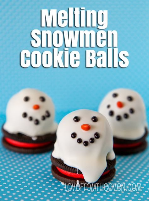 Melting Snowmen Cookie Balls Oreo Cookie Balls, Cupcake Diaries, Melting Snowman, Cookie Balls, Melting Snowmen, Oreo Balls, Snowman Cookies, Cookie Ball, Christmas Candy Recipes